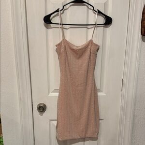 Chic Blush Spaghetti Strap Mini Dress